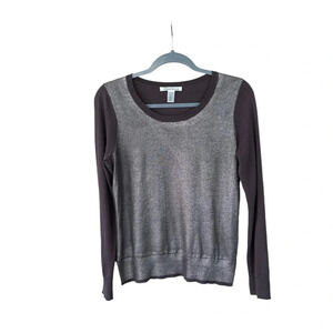 Kenneth Cole Sweater Long Sleeve Metallic Cotton Lightweight Casual Gray Size S